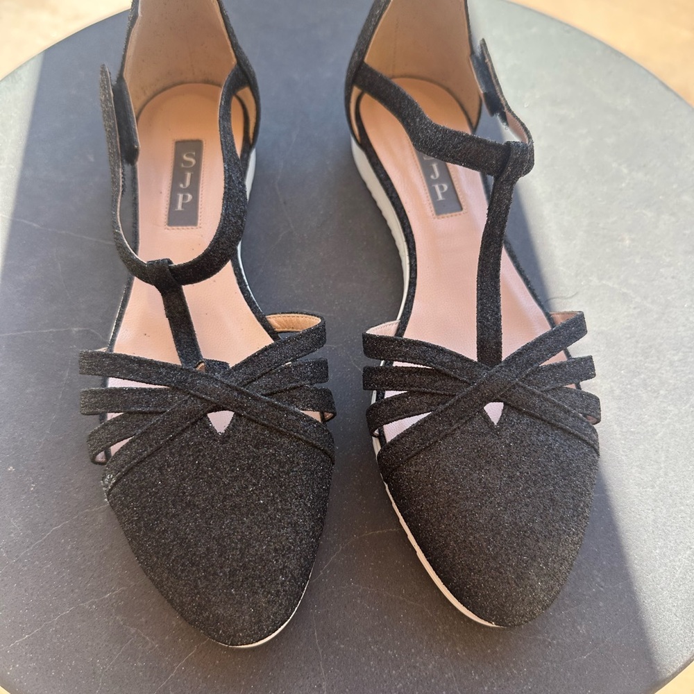 SJP by Sarah Jessica Parker Black T-Strap Flats